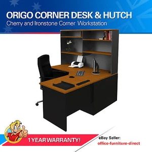 Corner Workstation Office Desk with Hutch, Computer Study Desks, Home Furniture - Picture 1 of 3