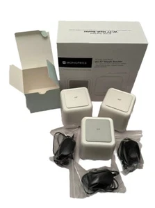 Monoprice 38623 White AC1200 Dual Band WiFi Mesh Router System Pack Of 3*Detail* - Afbeelding 1 van 10