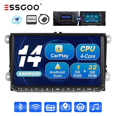 32G Android 14 Radio Coche para VW Golf 5 6 Polo Touran Tiguan Passat GPS NAV FM - Imagen 1 de 4