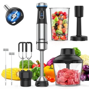 Immersion Blender Handheld, 6 in 1 Hand Blender Stainless Steel Blade, 15 Spe... - Picture 1 of 8
