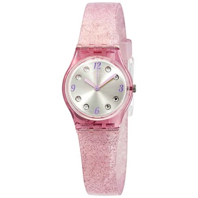 Swatch Rose Glistar Grey Dial Pink Glitter Silicone Leadies Watch LP132C - Image 1 of 3