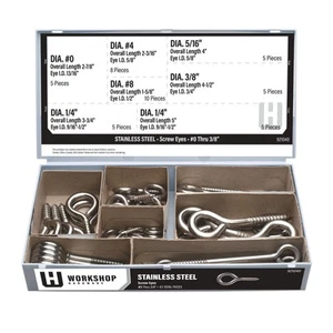 Fastener Assortment Kit, Stainless Steel Screw Eyes Set, 43 Piece Variety, Me... - Picture 1 of 6