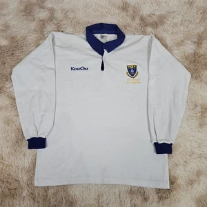 Men's Vintage KooGa White Blue Polo Long Sleeve Rugby Shirt Size Small - Picture 1 of 6