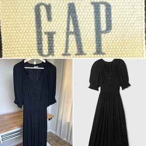 Vestido midi para mujer Gap negro ajustado cintura escote dividido talla M - Imagen 1 de 10