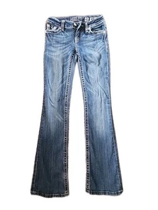 Miss Me Denim Brand Blue Jeans Womens Size 26 Boot Cut Button Zipper Flap Pocket - Picture 1 of 10