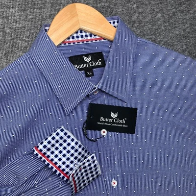Camisa Buttercloth Hombres Extra Grande Lunares Puño Abatible Algodón Elástico NUEVA Foto 1 de 4