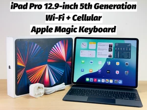 Apple iPad Pro 12.9" 5th Gen 128GB Wi-Fi + Cellular Space Grey + Magic Keyboard - Picture 1 of 24