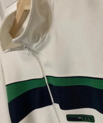 Old Navy Men’s Sz XXL long sleeve green with white zippered track jacket - Image 1 of 4