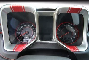 2010-2015 Camaro RED Carbon Fiber Gauge Bezel Racing Stripe Decal kit - Chevy - Picture 1 of 2