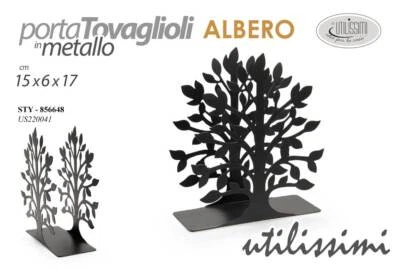 PORTATOVAGLIOLI DA TAVOLA ALBERO FOGLIE BOMBONIERA METALLO NERO FESTE 15*6*17 cm - Immagine 1 di 3