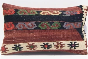 Striped Pillow Handmade Kurdish kilim pillow cover vintage kelim rugs 20"x12" - Picture 1 of 3