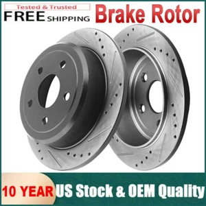Rear Drilled and Slotted Brake Rotors Pair for 2007-2018 Jeep Wrangler 3.6L 3.8L - Picture 1 of 9