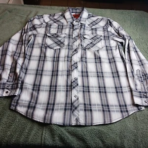 Camisa Attrak Jeans Western Heritage Perla Frontal A Presión Blanca A Cuadros Para Hombre Talla Mediana - Imagen 1 de 10