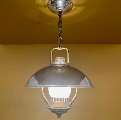 Vintage Lighting 1940s aluminum and brass kitchen light - Image 1 of 4