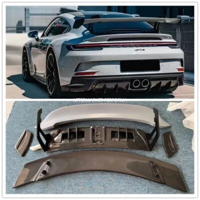 FOR PORSCHE CARRERA 911 992 HALF CARBON FIBER REAR TRUNK SPOILER WING GT3 STYLE - Image 1 of 4