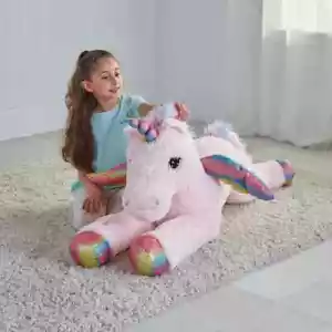 120cm Faye the Pink Rainbow Unicorn Soft Toy Plush Cuddly Teddy Bear - Picture 1 of 8