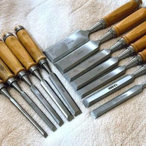 Japanese Vintage Chisel Set of 12 NOMI Japanese Carpentry Woodworking Tool JPN - Picture 1 of 6