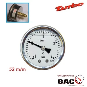 MANOVACUOMETRO DE -1 a +3Bar 52mm PRESION TURBO PANELABLE GLICERINA VACUOMETRO - Imagen 1 de 2