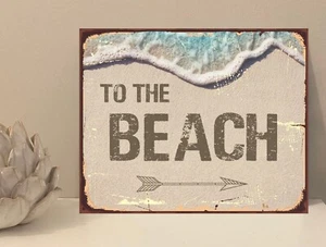 To The Beach Directions Sand Sea Metal Novelty Plaque Sign Gift fcp13 - Picture 1 of 4