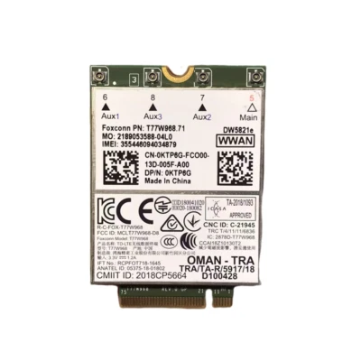 Dell DW5821e T77W968 Latitude 5420 Snapdragon X20 LTE HSDPA 150Mbs 5G Wlan Card - Image 1 of 2