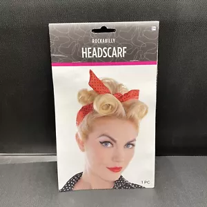  Red & Black Polka Dot Head Scarf Rockabilly Pin Up Retro NIP - Picture 1 of 2