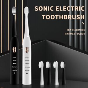 SONIC Electric Toothbrush Sonic 5 Modes 4 Replacement Heads USB Rechargeable