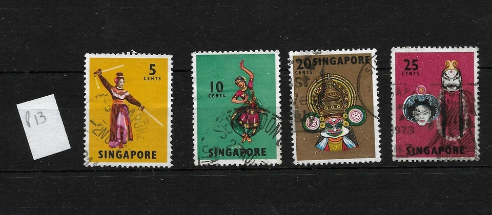 Singapore 1968 Dancers  used selection perf 13 (8333) - Image 1 of 1