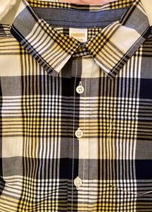 Boys 7 Gymboree “HOMETOWN HERO” Cotton Blue/Gold PLAID DRESS SHIRT Buttons - Picture 1 of 2