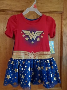 Toddler Girls Wonder Woman Caped Dress 2T Rare Kids Girl Dressup - Picture 1 of 6