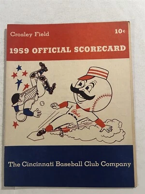 1959 CINCINNATI Reds vs MILWAUKEE Scorecard Crosley ROBINSON Hank Aaron HR #144 - Image 1 of 4