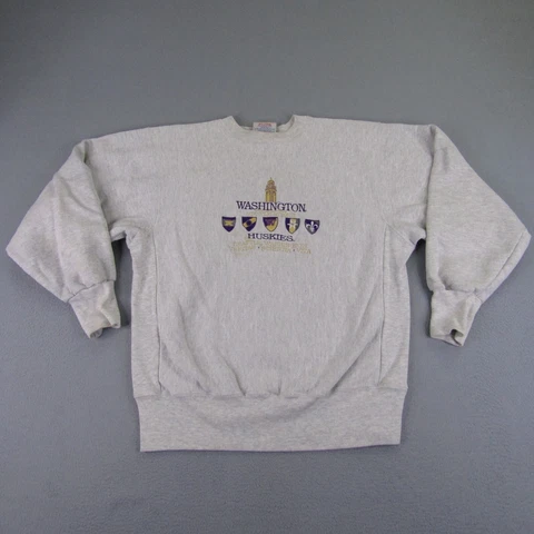 Vintage Washington Huskies Sweatshirt Mens Large Gray Pullover Crable Sportswear Cover