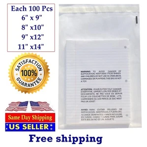 Poly & Plastic Packaging Bags 400 Clear Combo With Suffocation Warning 6x9, Seal - Picture 1 of 4