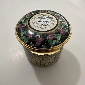 Halcyon Days Enamels Trinket Box Friendships The Wine of Life Vintage Gumps - Picture 1 of 8