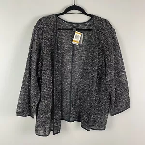 Alfani Open-Front Cardigan Sweater Size 3X Open Knit Black White 3/4 Sleeves - Picture 1 of 10