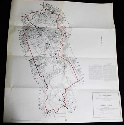 DISTRITO ELECTORAL CIUDAD MAPA CALLEJERO DE OTTAWA CENTRO ONTARIO 1976 VINTAGE Foto 1 de 3