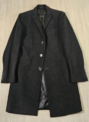 Abrigo largo Daniele Alessandrini para hombre talla 36 EE. UU. algodón de un solo pecho negro Foto 1 de 4