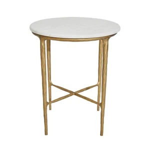 NEW Cafe Lighting Heston Marble Side Table Brass - Picture 1 of 4