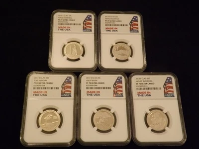 2013-S   25 C          5 Coin Quarter Set         Flag Label          NGC  PF 70 - Image 1 of 2