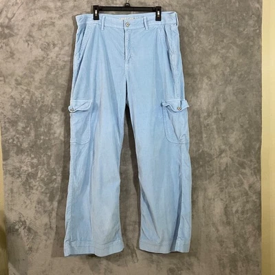 American Eagle стрейч размер 16 супер высокая посадка мешковатые широкие ноги грузовой вельветовый синий - Изображение 1 из 4