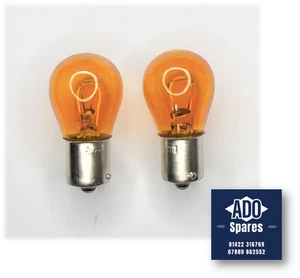 Indicator Bulbs (X2) 12v/21w SCC BA15S - Clear/Amber - MG, Austin, Morris + More - Picture 1 of 4