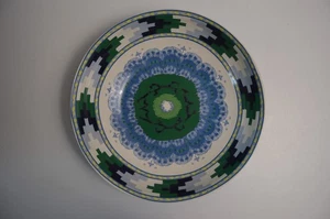 Williams Sonoma Schumacher Ikat Blue & Green Serving Bowl 12.5" NWT New - Picture 1 of 10