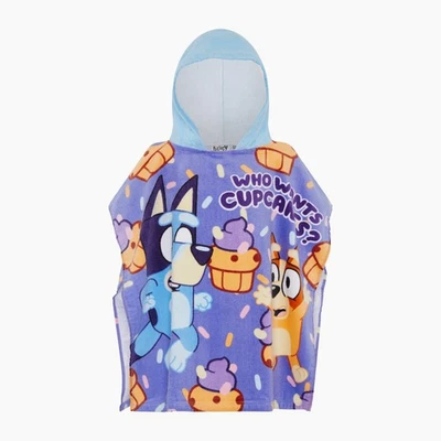 Girls Bluey Poncho Beach Towel Bath Towel Swimming Hooded Size 120 x 60 Purple - Image 1 of 3