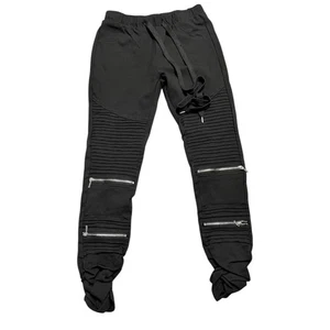 Shinesdar Women’s Moto Jogger Pants Black Zipper Detail Size M Stretch - Picture 1 of 8