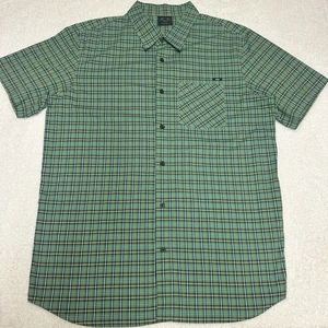 Oakley Mens Shirt Button Front Green Plaid Short Sleeve S/S Large L - Picture 1 of 8