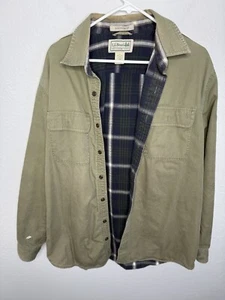 Vintage LL Bean Mens Large Green Flannel Plaid Lined Barn Chore Shirt Shacket - Bild 1 von 11