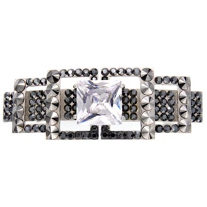 Luxury Classic Square Art Hair Metal Barrette Clasp Clip Black Austrian crystal - Picture 1 of 9