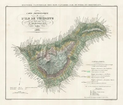 Map "Carte Phytostatique de L'Ile de Ténériffe" (Tenerife-Spain) Bertelot, 1835 - Image 1 of 4