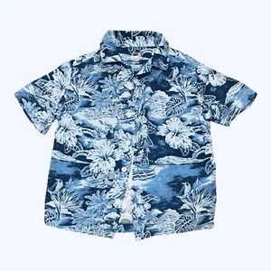 Wonder Nations blue floral Hawaiian style camp collar button down shirt Boy XS - Picture 1 of 9