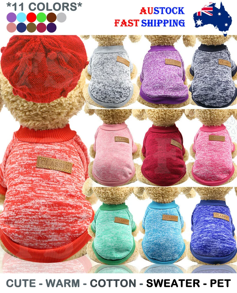 CUTE PET DOG WARM JUMPER SWEATER CLOTHES PUPPY CAT KNITWEAR KNITTED COAT WINTER - Image 1 of 1