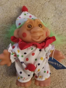 Vintage Dam Adopt A Norfin Troll 5 Inch Clown-1986- Green Hair- Open Wide Smile - Picture 1 of 3